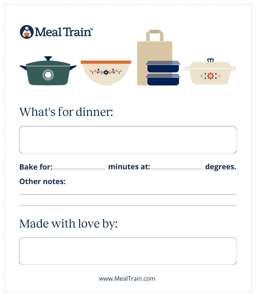 printable Meal Train label