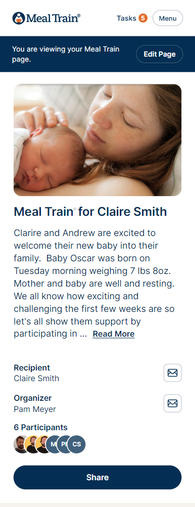 Envelope icon on right side of participant's name.