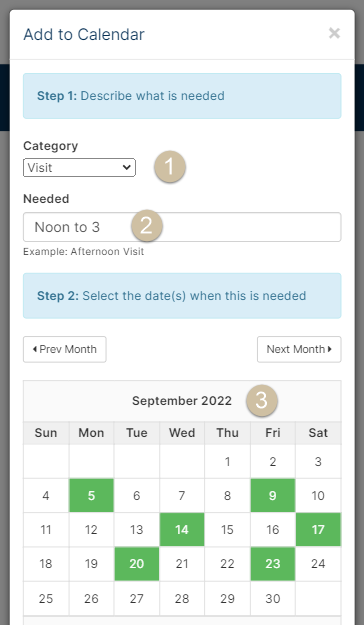 Example showing enhanced features including category menu and details field.