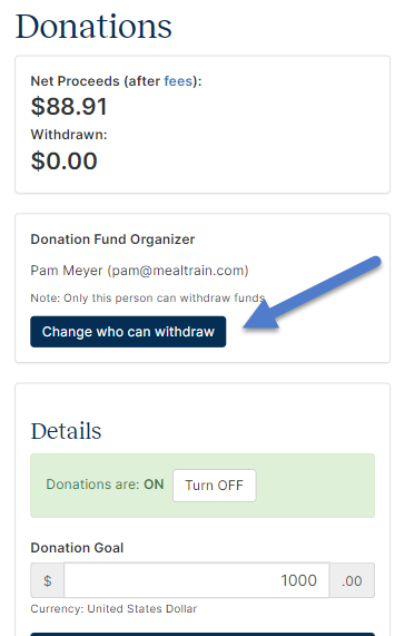 Withdraw donations (Recipient)