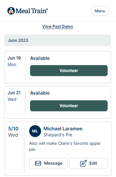 Example shows calendar booking with edit button.