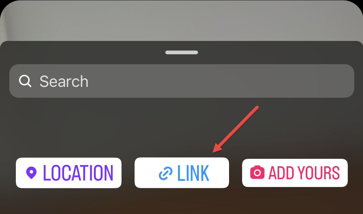 Arrow pointing to where to add a link in Instagram.