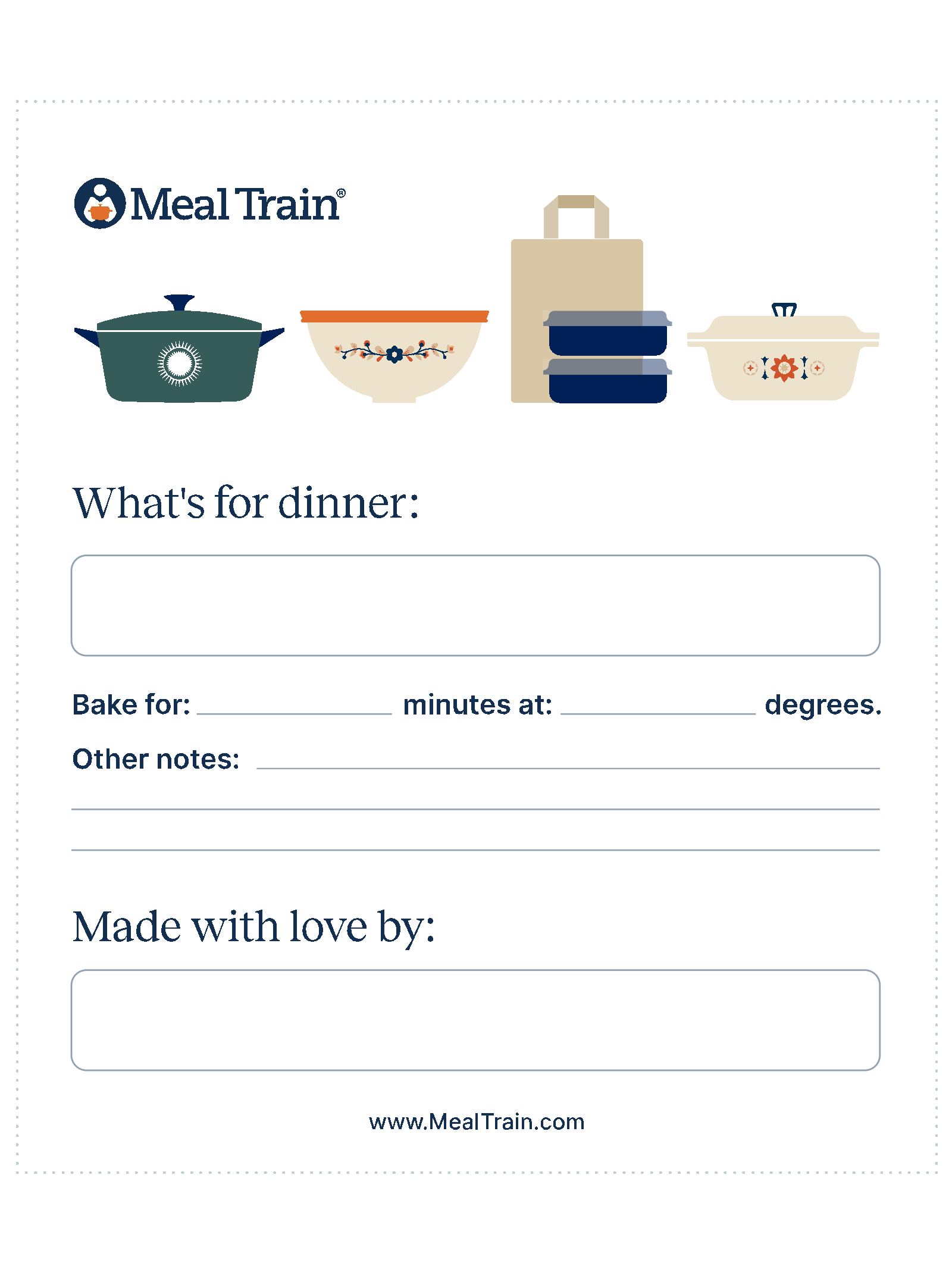 Printable label for your Meal Train delivery.