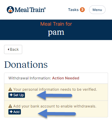Withdraw donations (Recipient)